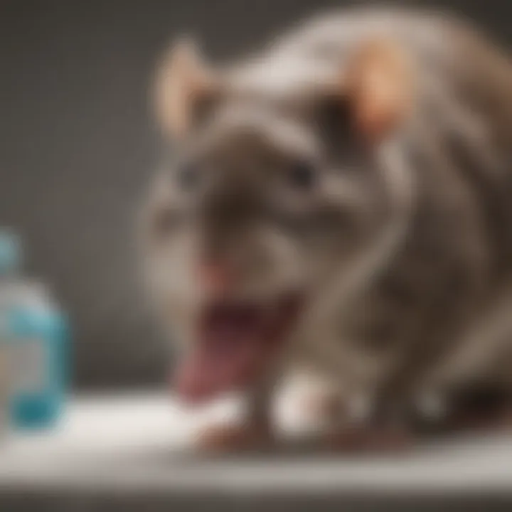 A veterinarian checking the dental health of a rat.