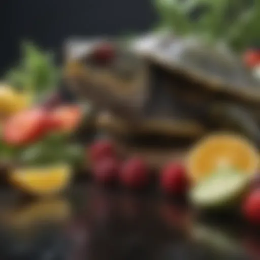 A colorful assortment of fruits and vegetables suitable for red-eared sliders