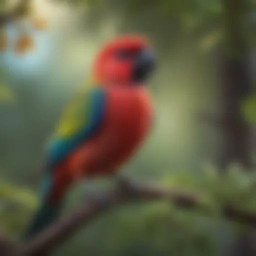 A vibrant Rosella perched on a branch, showcasing its colorful plumage.