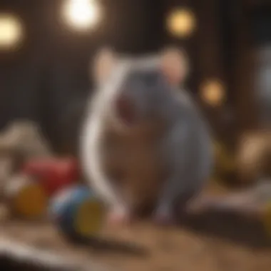 Interactive Playtime for Pet Rats A pet rat engaging with interactive toys, displaying joy and activity.