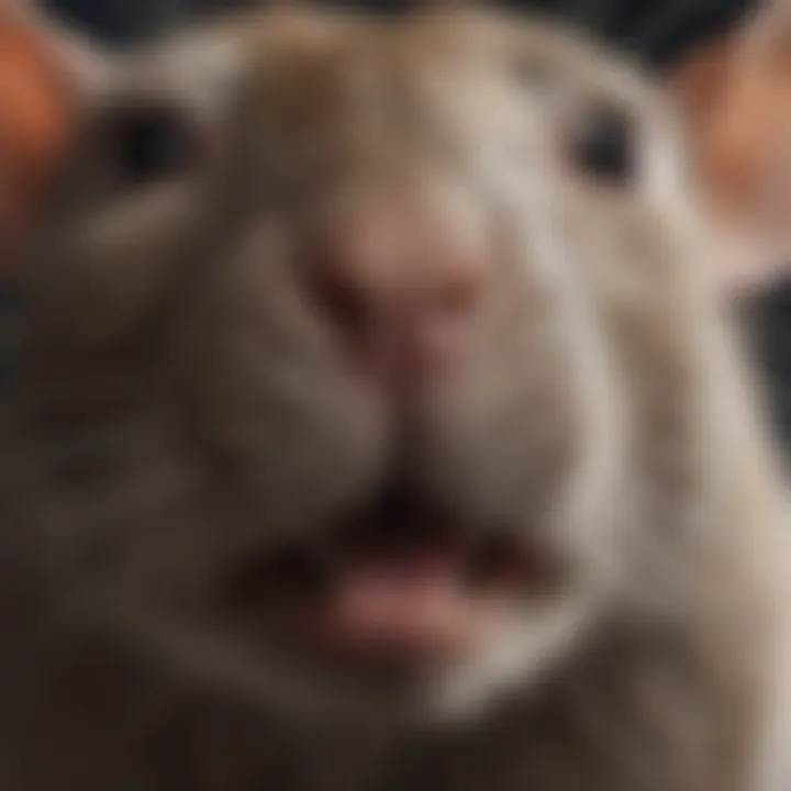 Close-up of a rat's nose, highlighting health observation