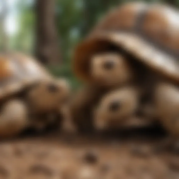 Pair of Sulcata tortoises during mating