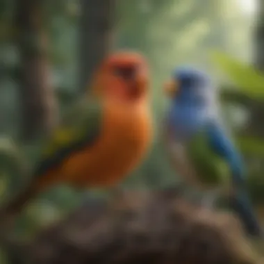Diverse Species of Talking Birds A variety of talking bird species displayed together, emphasizing their differences.