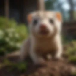 A playful ferret exploring a colorful environment