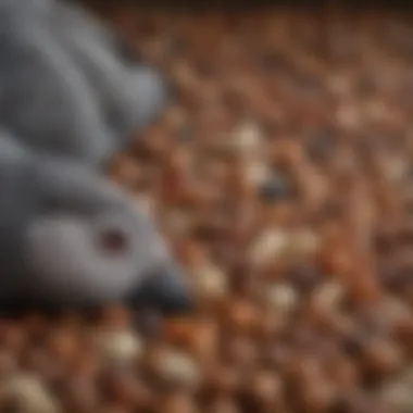 Close-up of various seeds and nuts beneficial for African Grey health