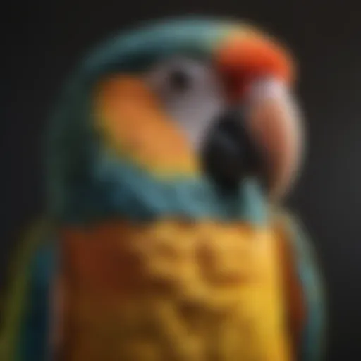 Colorful avian collar on a parrot