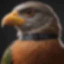 A close-up view of a bird e-collar showcasing its design and features.
