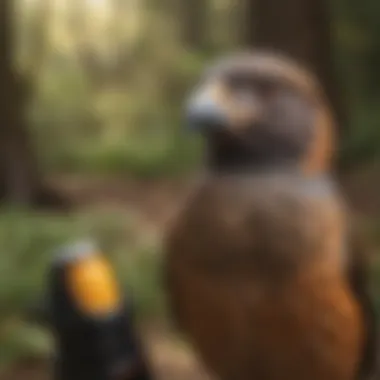 An illustration demonstrating the application of a bird e-collar in a training environment.