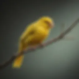 A vibrant canary perched on a branch, showcasing its bright yellow feathers.