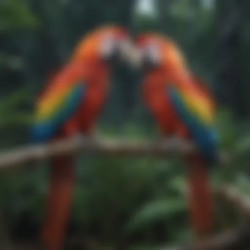 Vibrant macaw perched on a branch in its natural habitat