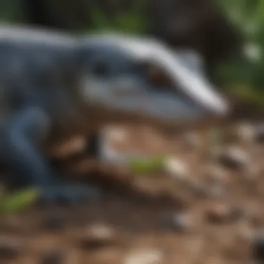 Blue tongue skink in its natural habitat foraging for food