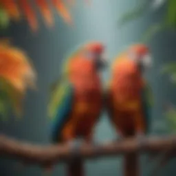A vibrant parrot perched on a branch, showcasing its colorful feathers