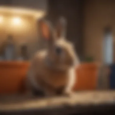 Rabbit in Natural Behavior A rabbit displaying natural behavior while using a litter box