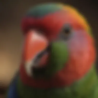 Close-up of Eclectus parrot showcasing its unique beak and eyes