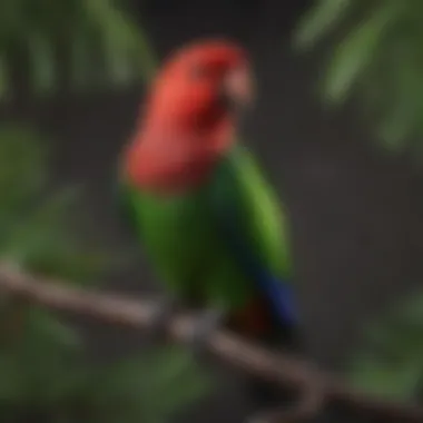 Eclectus parrot perched on a branch displaying vibrant plumage