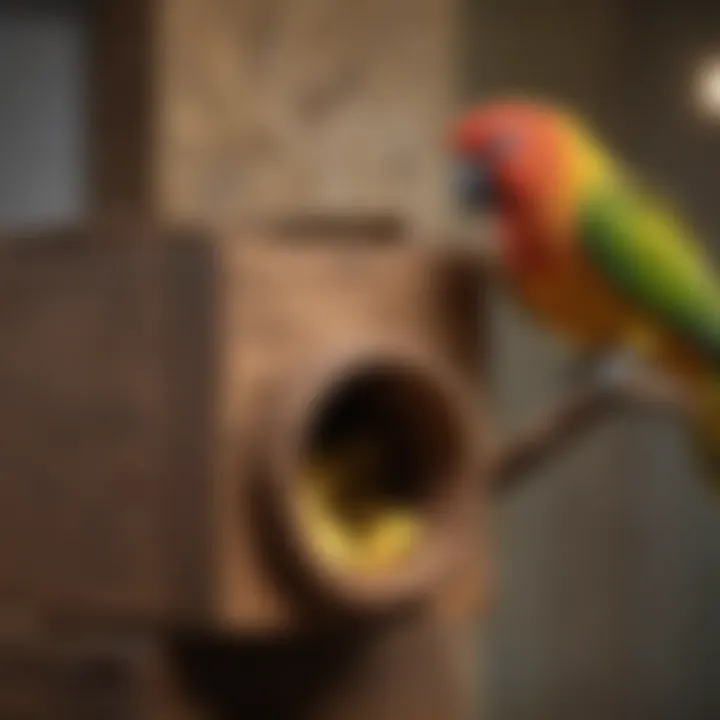 Different designs of conure nesting boxes made from various materials.