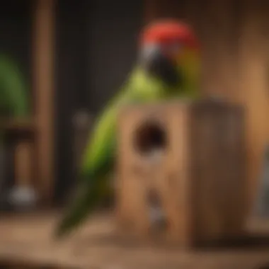 Handcrafted Wooden Nesting Box for Conures A beautifully crafted wooden conure nesting box designed for optimal comfort.