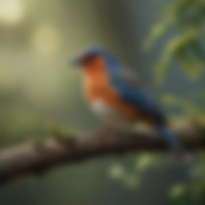 A diverse range of bird species perched on a branch, showcasing their variety.