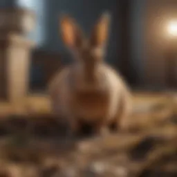 A rabbit sitting comfortably in a designated litter area