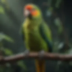 A vibrant Amazon parrot perched on a branch