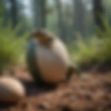 Reptile Egg Laying in the Wild A reptile with eggs in a natural habitat