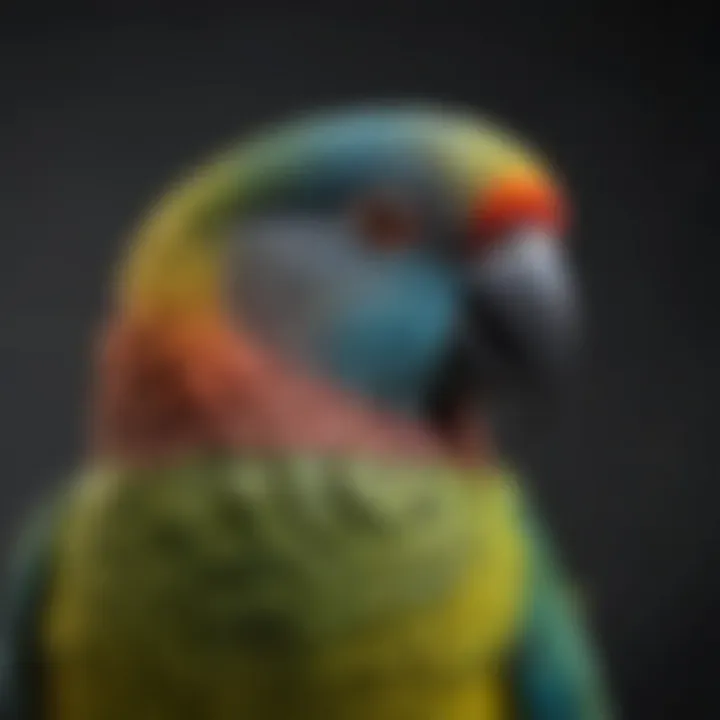 Close-up view of the Ring Neck Parrot displaying its colorful plumage