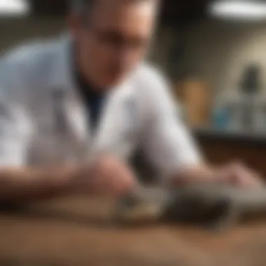 Veterinarian with Reptile Patient Veterinarian examining a reptile in Raleigh