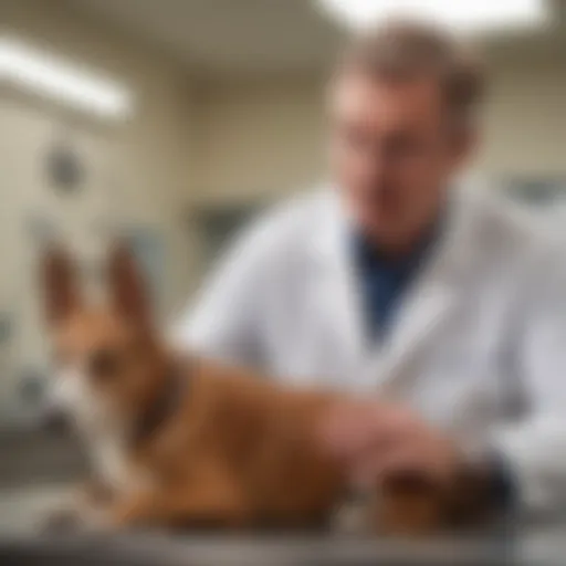 Dr. Barron examining a dog in a veterinary clinic