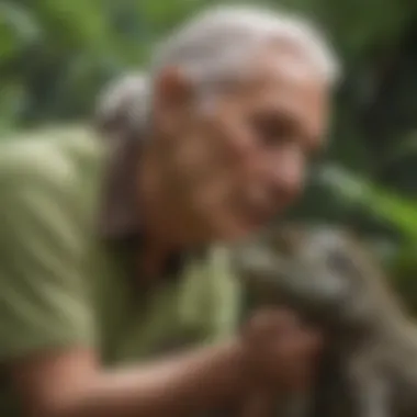 Social Interaction with Senior Iguanas An iguana being gently handled by its owner