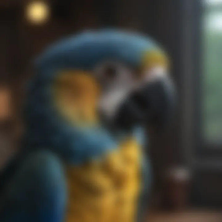 Infographic detailing blue macaw care requirements