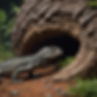 Reptiles Interacting with Their Hideaway Reptiles exploring their three-level hideaway