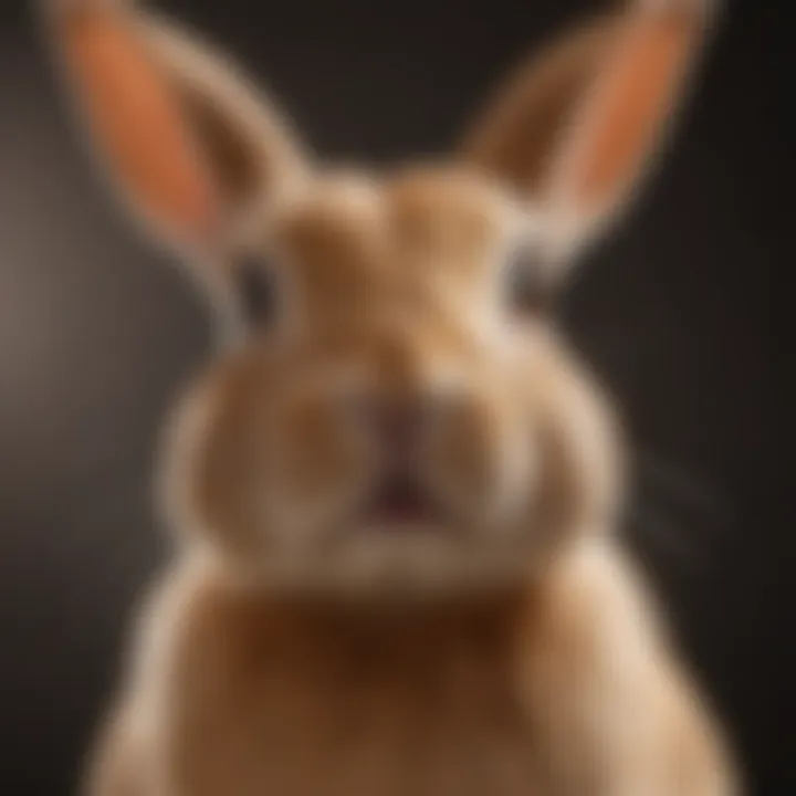 A rabbit exhibiting signs of torticollis with its head tilted