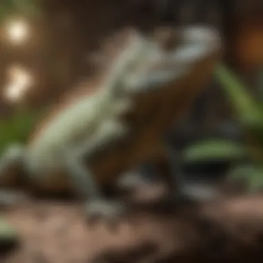 Iguana Engaging in Natural Behavior An iguana engaging in natural behaviors in a well-lit environment.