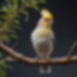 Healthy cockatiel perched on a branch