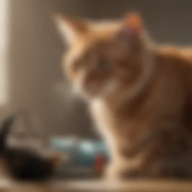 A veterinarian performing a routine check-up on a cat, highlighting preventive care.