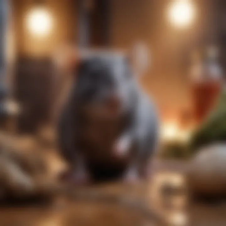Healthy rat in a cozy habitat