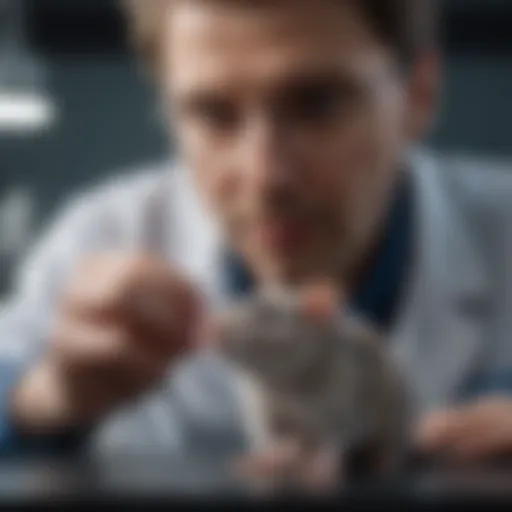 Veterinarian examining a rat