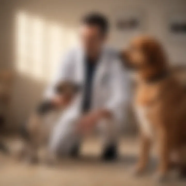 A veterinarian discussing a handout with a pet owner
