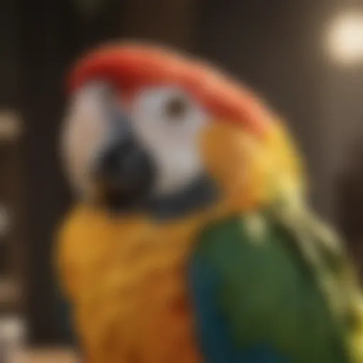 Close-up of a parrot basking in sunlight, illustrating the importance of vitamin D for birds.