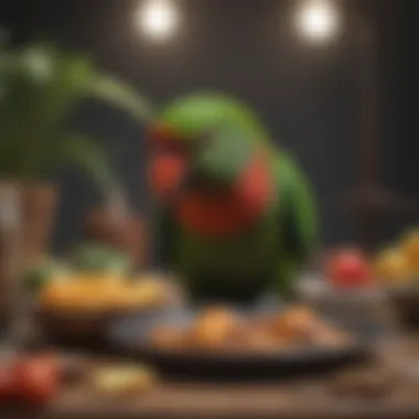 Eclectus Parrot Savoring a Nutritious Meal Eclectus parrot enjoying a balanced meal