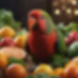 Vibrant assortment of fruits and vegetables for eclectus parrots