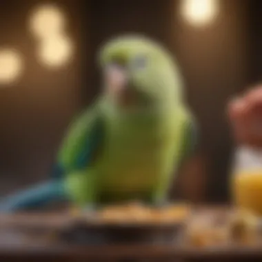 A parakeet enjoying a nutritious meal