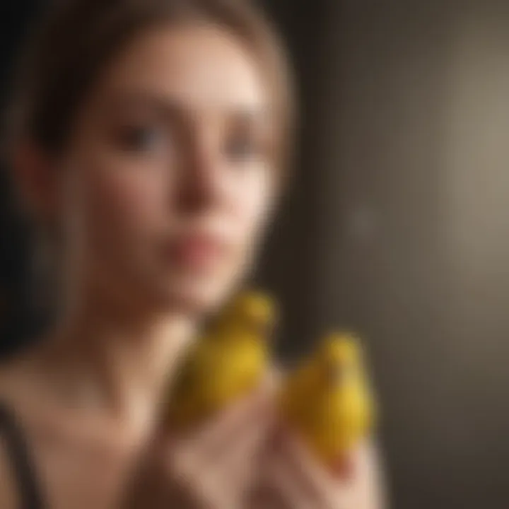 Reputable breeder holding a healthy canary bird