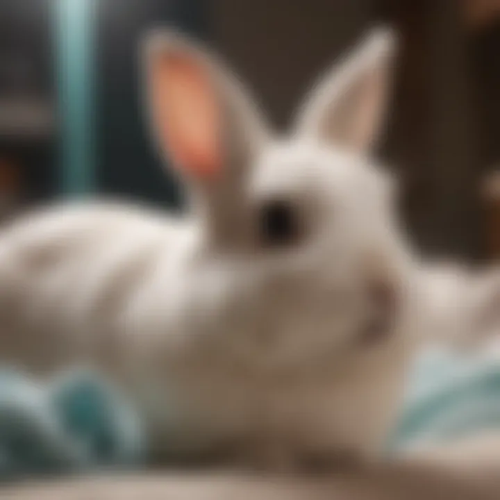 A bunny resting comfortably post-neuter surgery