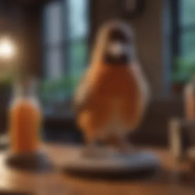 Caring for a Talking Bird at Home A person caring for a talking bird in their home