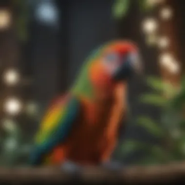 Colorful talking parrot perched on a branch