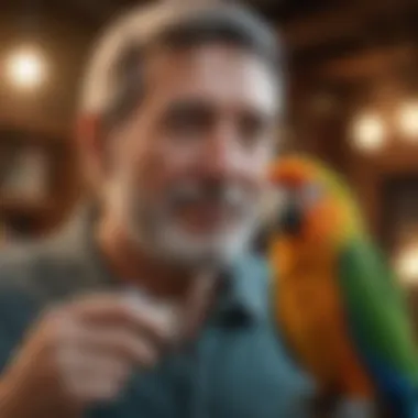 Engaged owner interacting with a parrot