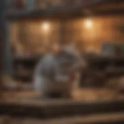 Spacious wooden rat cage with multiple levels