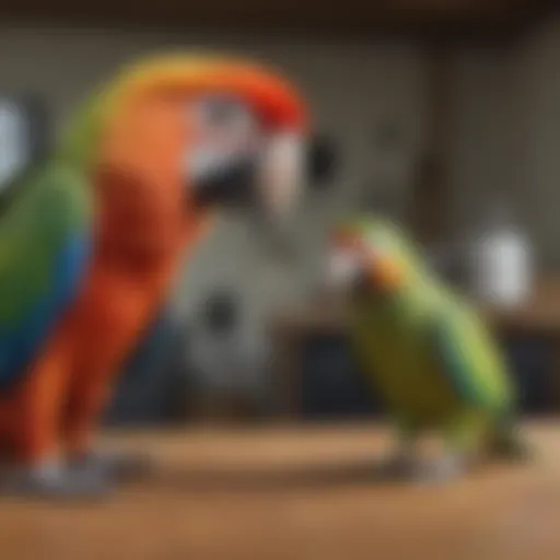 Mobile avian vet examining a parrot at home