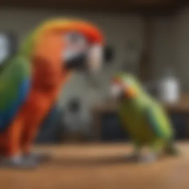 Home Examination by Mobile Avian Vet Mobile avian vet examining a parrot at home